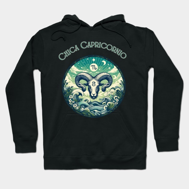 "Capricorn Spanish Cosmic Elegance"- Zodiac Horoscope Star Signs Hoodie by stickercuffs